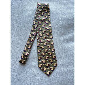 Vintage Brooks‎ Brothers Makers Tie 100% Silk Neck Boxing Elephant Pattern Green